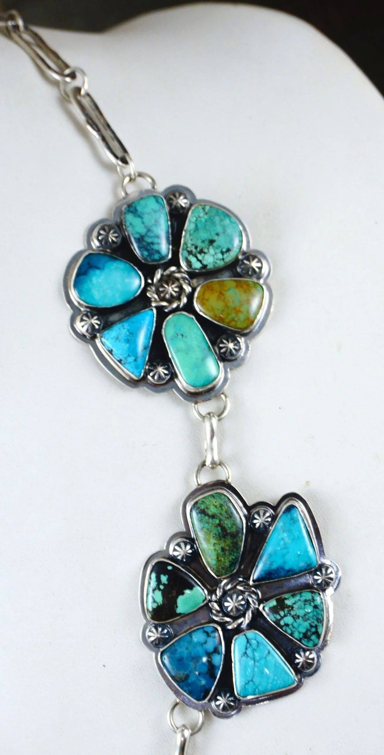 navajo-turquoise-cluster-flowers-silver-necklace-cuff-bracelet-teller-888P-3.jpg