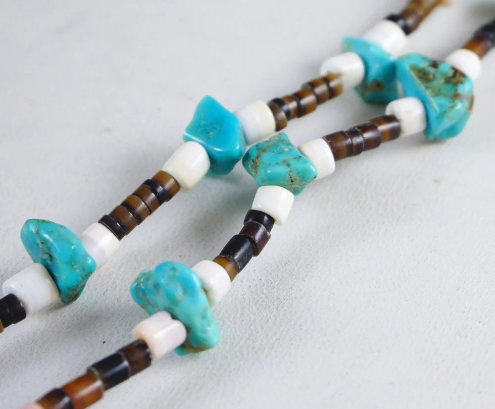 Item #892B- Vintage Double Strand Navajo Turquoise Nuggets  display picture 1
