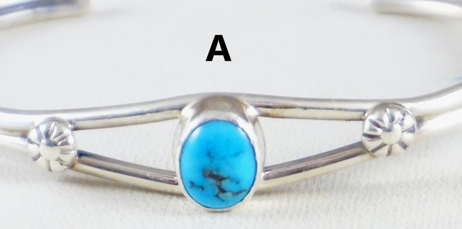Details about / Navajo Turquoise Native Indian Bangle Bracelet Size 7 Circle JW Sterling Silver