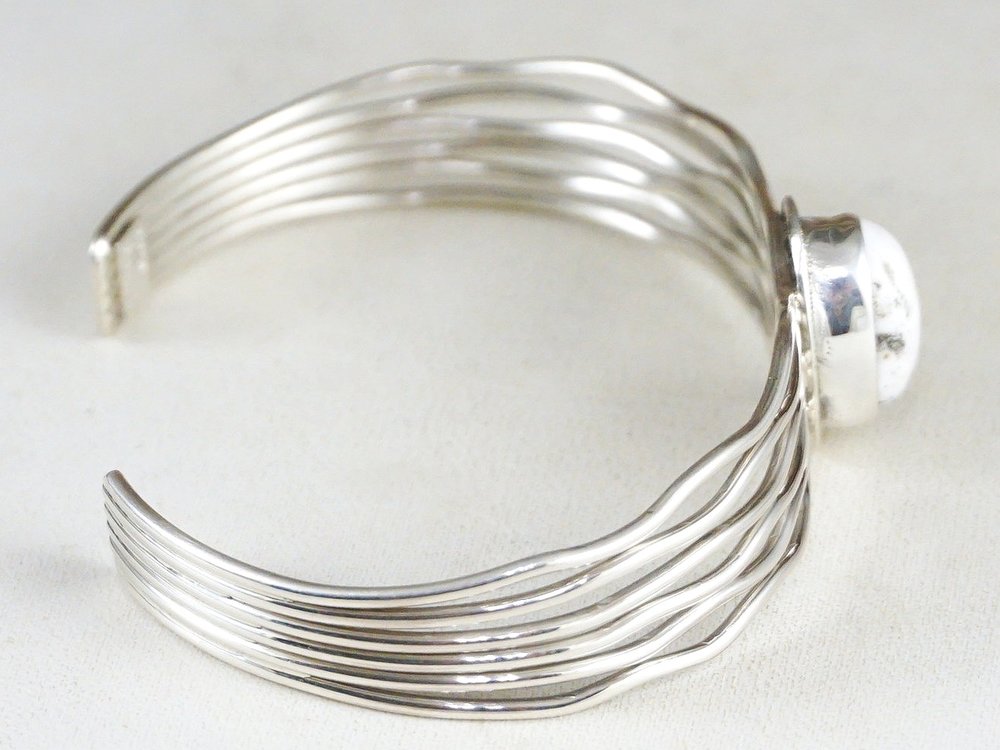 Details about   Sterling Silver Round White Buffalo Cuff Bracelet 