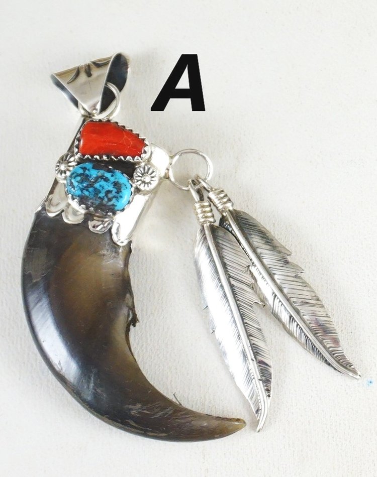 Item 897w Navajo Turquoise C Bear Claw Silver Feathers Pendant By Ernest Hawthorn Native American Pins Pendants Eagle Rock Trading Post Jewelry - Bear Claw Pendant Navajo Item 897w Navajo Turquoise C Bear Claw Silver Feathers Pendant By Ernest Hawthorn Native American Pins Pendants Eagle Rock Trading Post Jewelry - Bear Claw Pendant Navajo