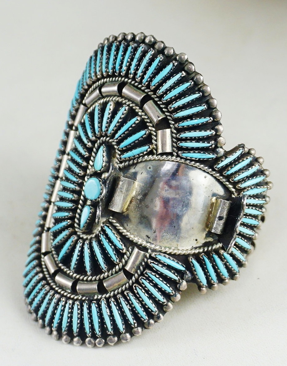Bracelets: Two Zuni Turquoise Channel Bracelets, c.1950-1960