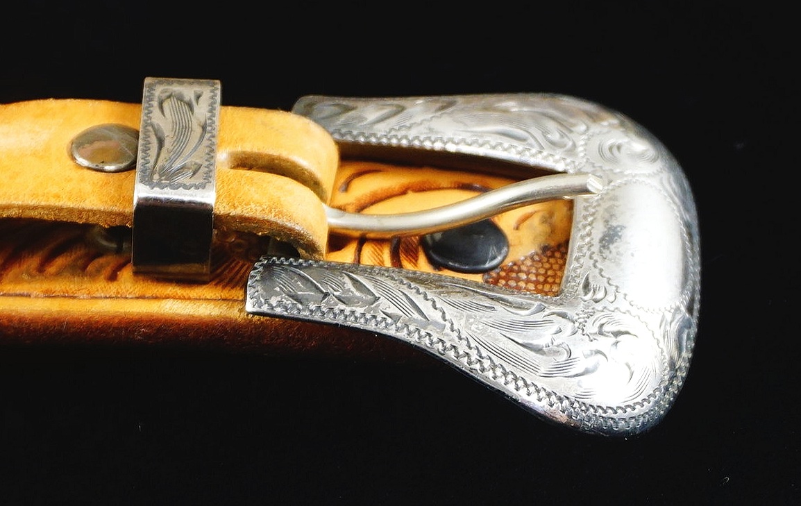 Vintage Sterling Silver Western Cowboy Ranger Belt Buckle Set - Ruby Lane
