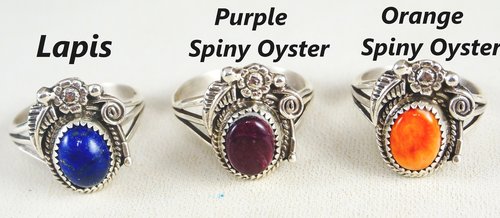 Navajo Design Purple Spiny Oyster  Sterling Silver Ring Sz 6 