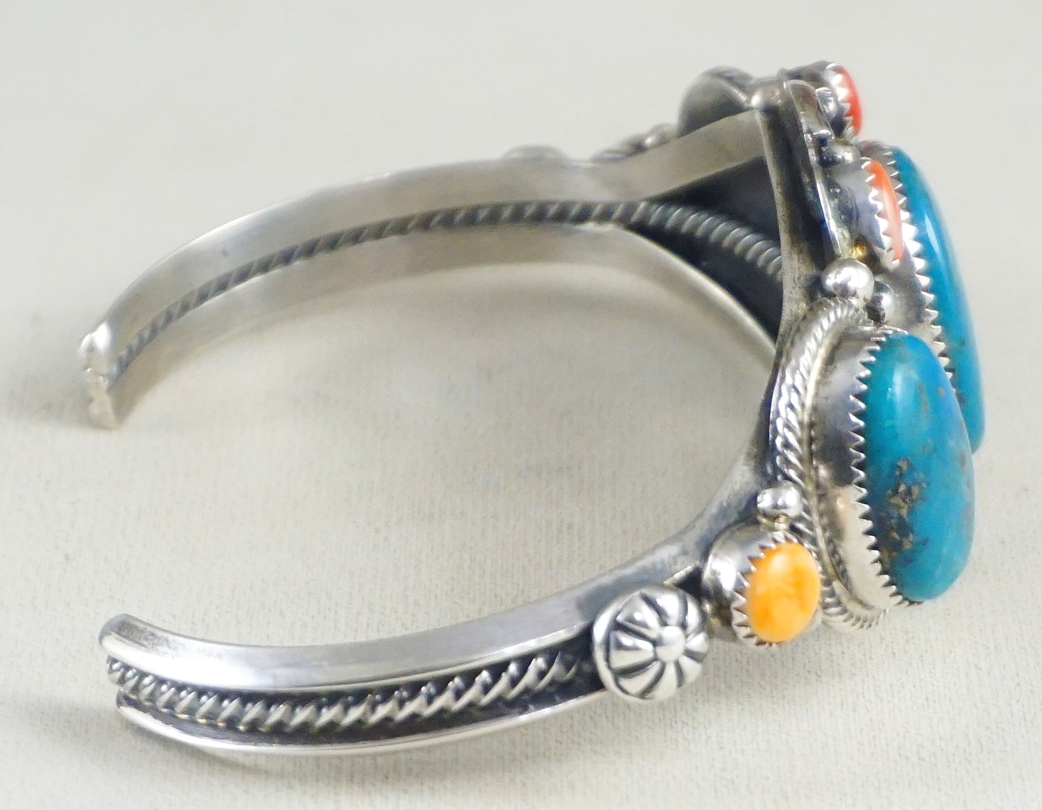 Item #903A- Navajo Turquoise Red & Orange Lions Paw Sterling Silver ...