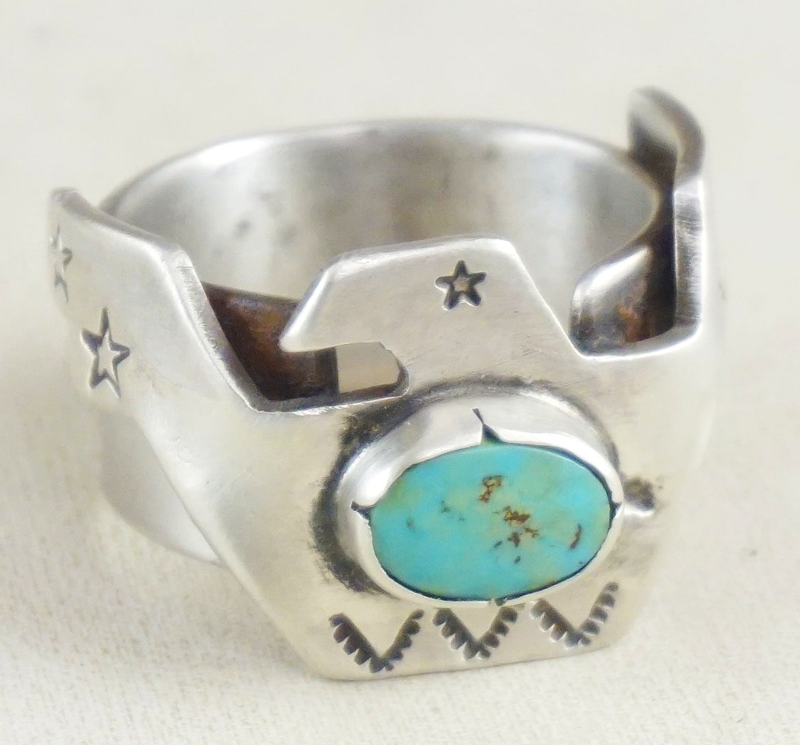 Details about   Navajo Ring .925 Silver Handmade Hand Stamped Band C.1980's Size 7-14 