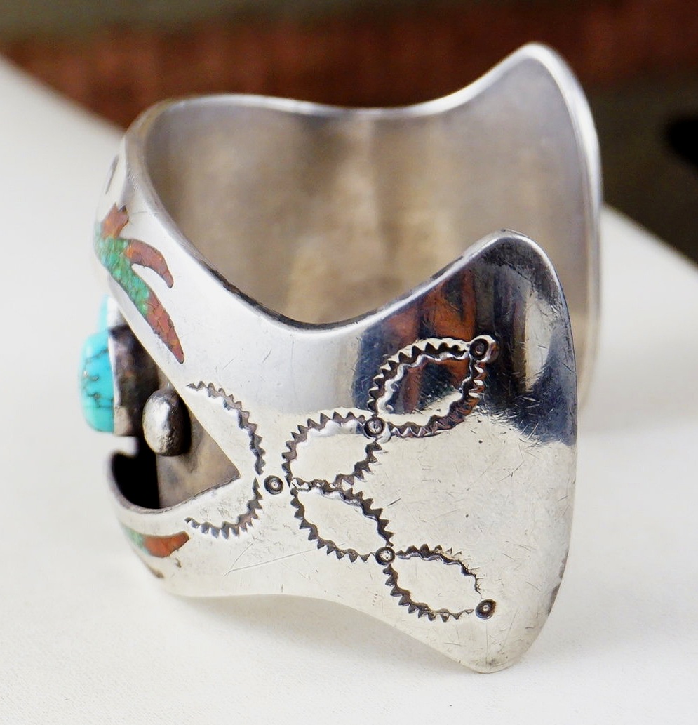 Details about   Navajo Silver Turquoise Women's Shadowbox Cuff Bracelet 