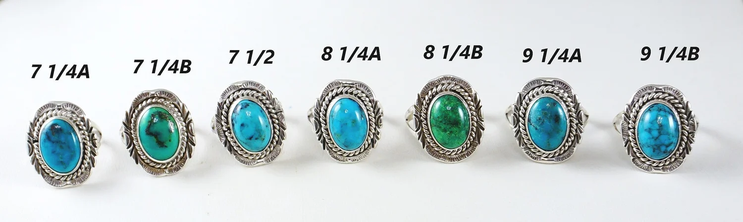 Women's Navajo Blue Green Turquoise Rings —Women's