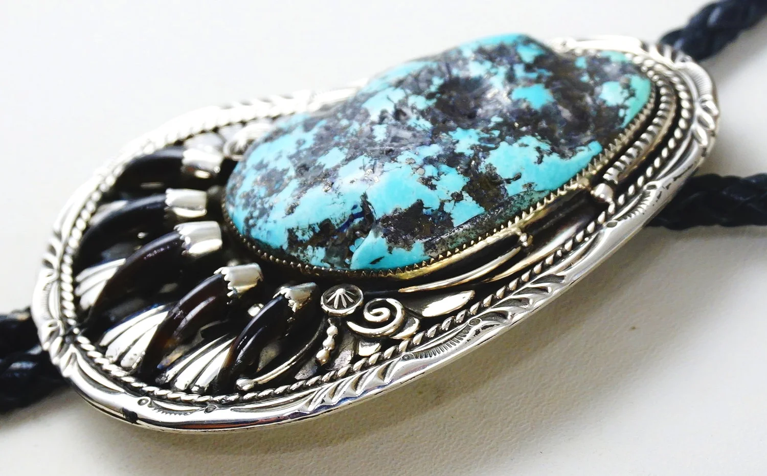 Item #909N- Extra Large Heavy Navajo Kingman Turquoise Bear  display picture 3