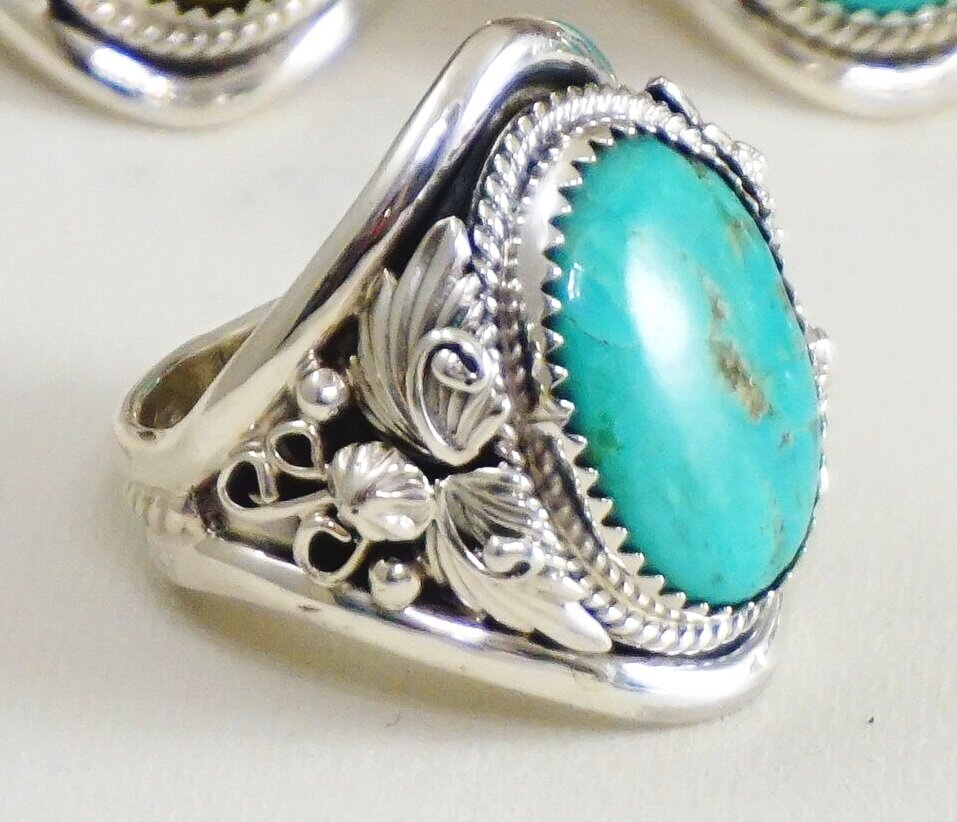 Southwestern Turquoise Ring Size 9  925 Sterling Silver  Sonoran Turquoise Ring  Silver Turquoise Ring  Sonoran Turquoise Ring