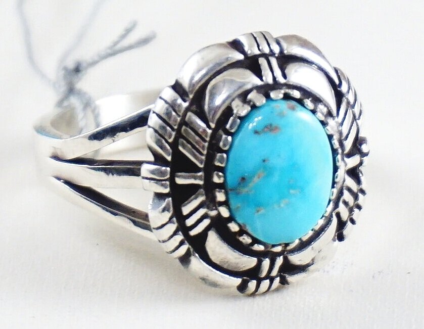 5/6/7/8/9/10 Womens 925 Sterling Silver Blue Turquoise Statement Ring for Women Southwest Style Jewelry Gift Size Trillion/Square