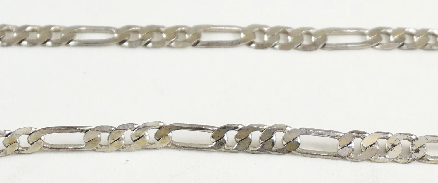 Item #918M- Italian Long Sterling Silver Figaro Chain