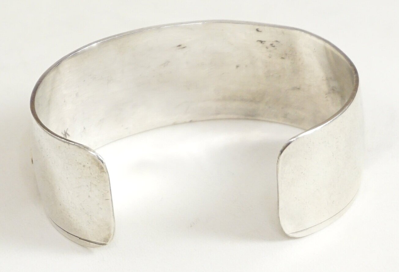 Item #919T- Vintage Navajo Gold Overlay Storyteller Sterling Silver Cuff  Bracelet —Men's and Women's Sterling Silver and Gold Bracelets- EAGLE ROCK 