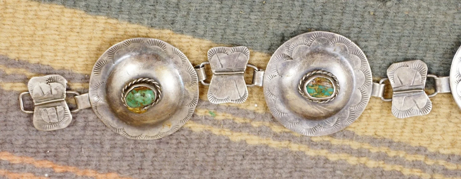 Vintage Coppertone Thunderbird Stamped Linked Concho Belt Belt, A Vintage, Concho, Stamped, Sterling Silver, First  main image 3