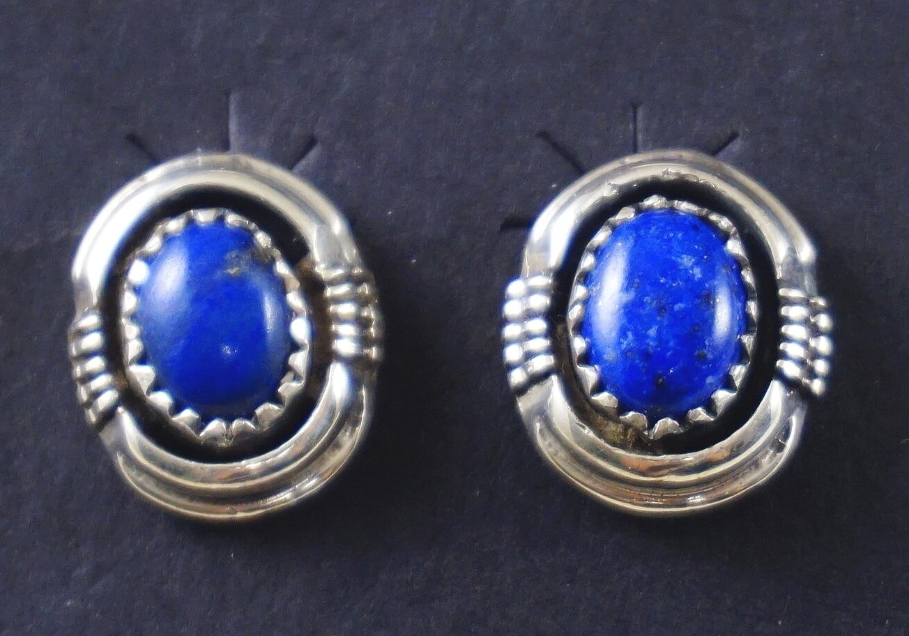 Navajo Sterling Silver And Malachite Mini Stud Earrings 