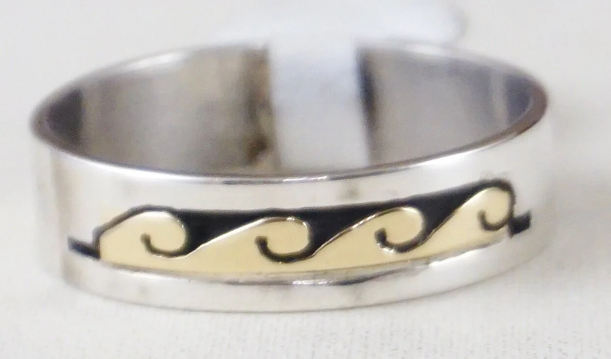 Item #405K- Navajo 14KGF Gold Water Wave Overlay Ring Bands by 
