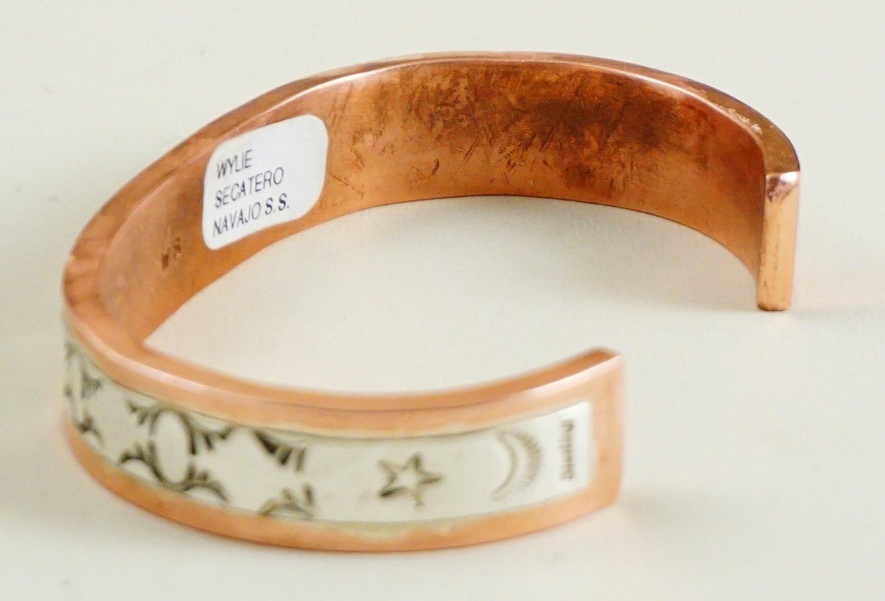 Item #946A- Navajo Tribal Stamped Symbols Sterling Silver Copper 