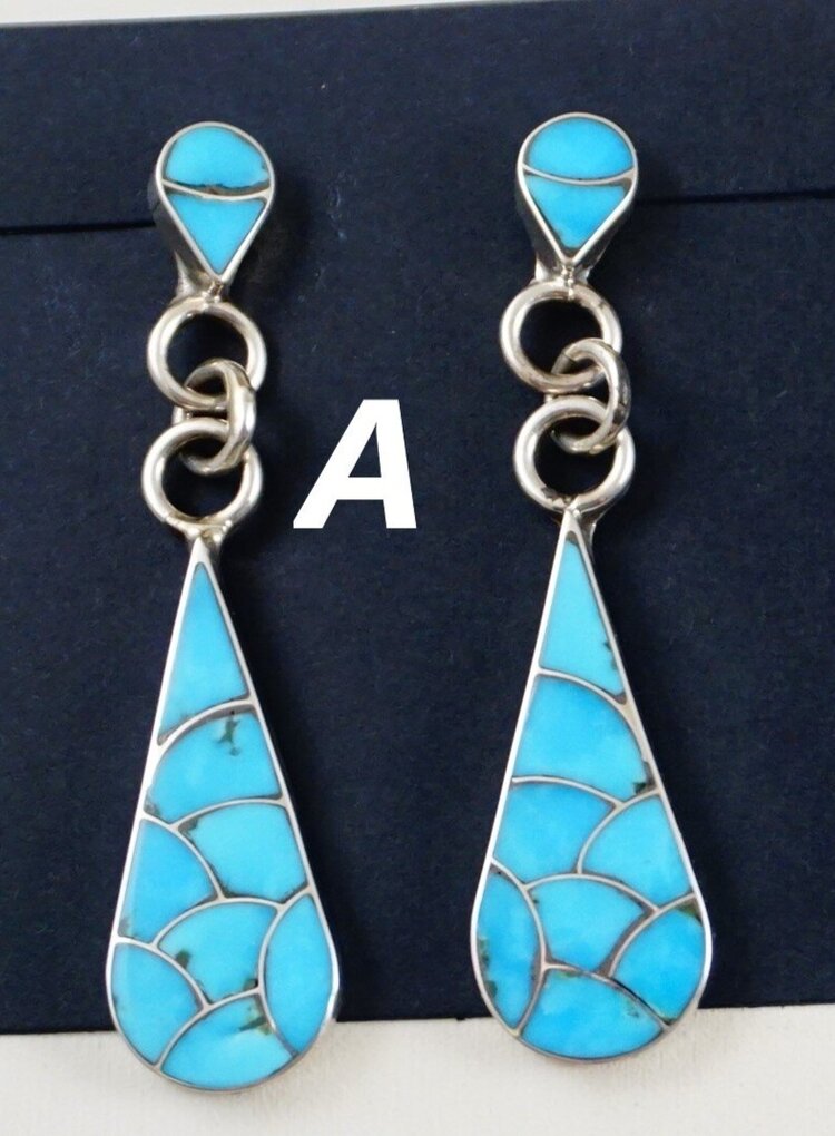 Mixed Turquoise Mosaic Star Inlay Post Earrings
