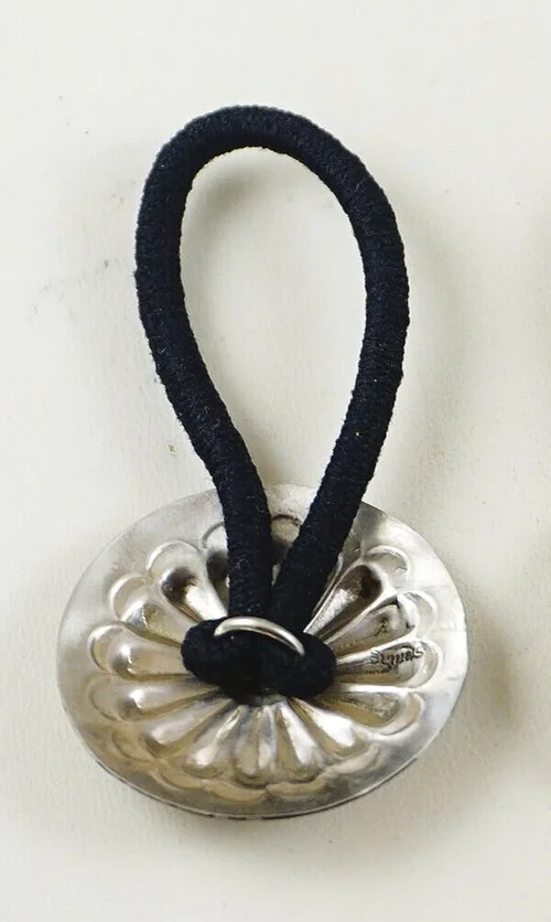 Navajo Sterling Silver Flower Ponytail Holder Item #947K- Large Navajo Repousse Flower Sunrise Stamped  main image 2