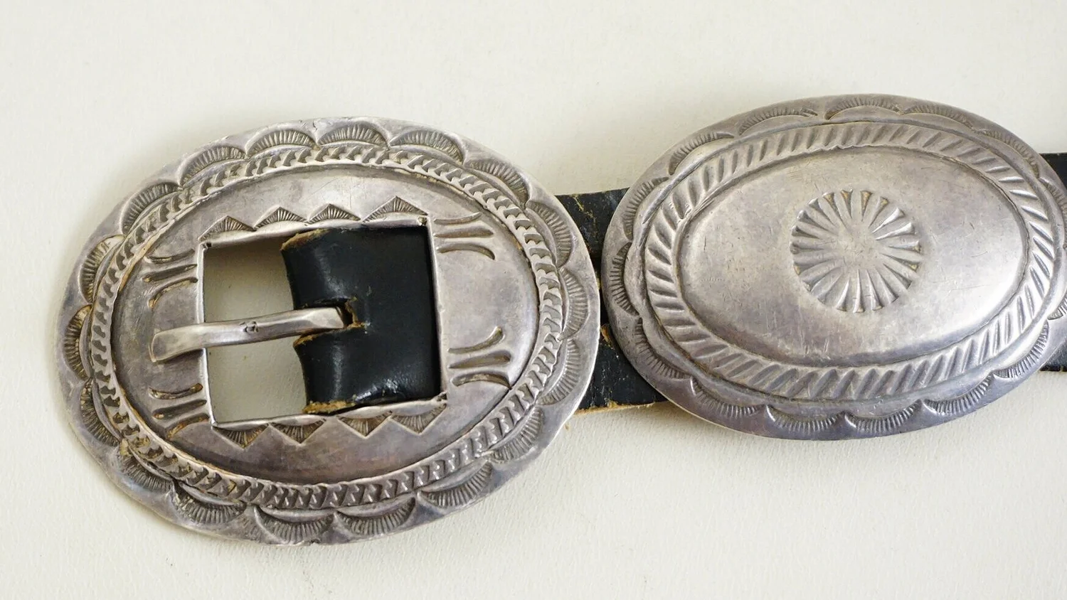 Set, Sterling Silver Western Buckle Sun Burst Vintage Vintage Sterling Silver Western Cowboy Ranger Belt Buckle  main image 2