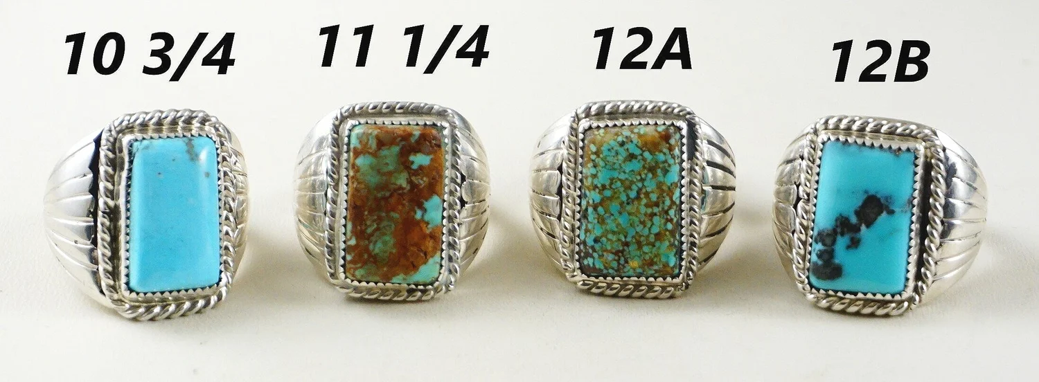 Item #943H- Men's Navajo Rectangular Various Turquoise Sterling - Main Image