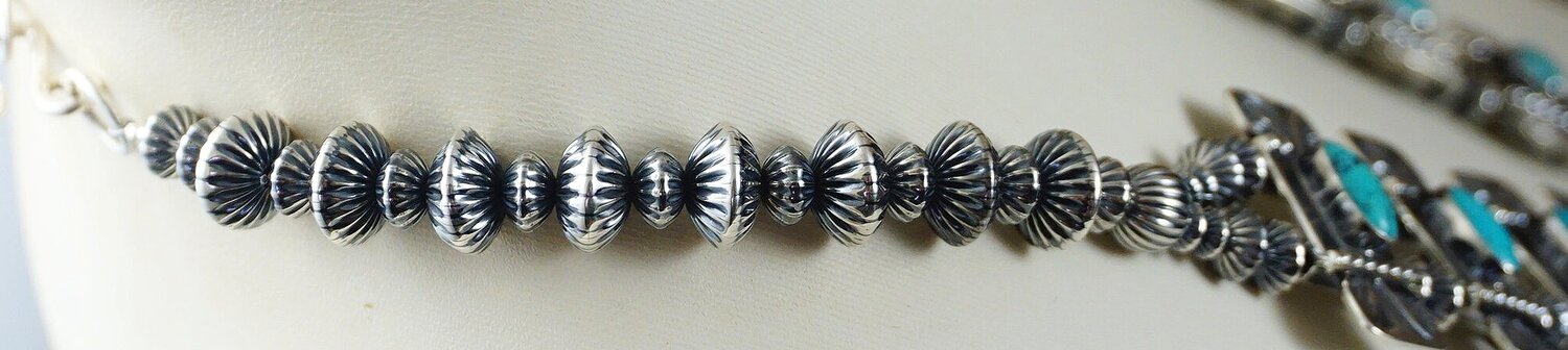 Native American Sterling Silver Stamped Concho Top Squash Blossom Drop Earrings