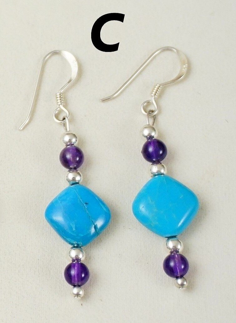 E036 Blue Ceramic Bead & Copper Earrings