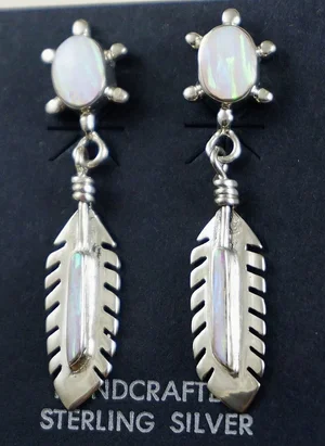 Item #951M1- Navajo Opal Turtle Dangle Feather Sterling Silver