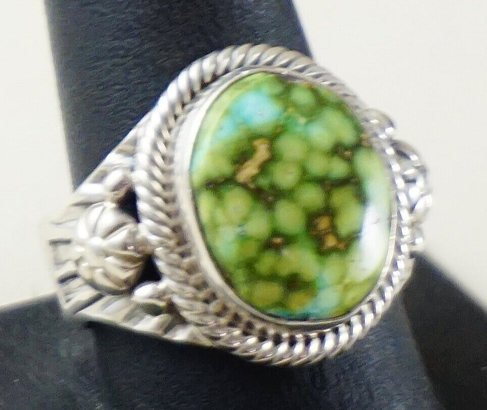 Navajo Style Studio GL Sonoran Gold Turquoise /& Sterling Silver Ring Size 9 Signed