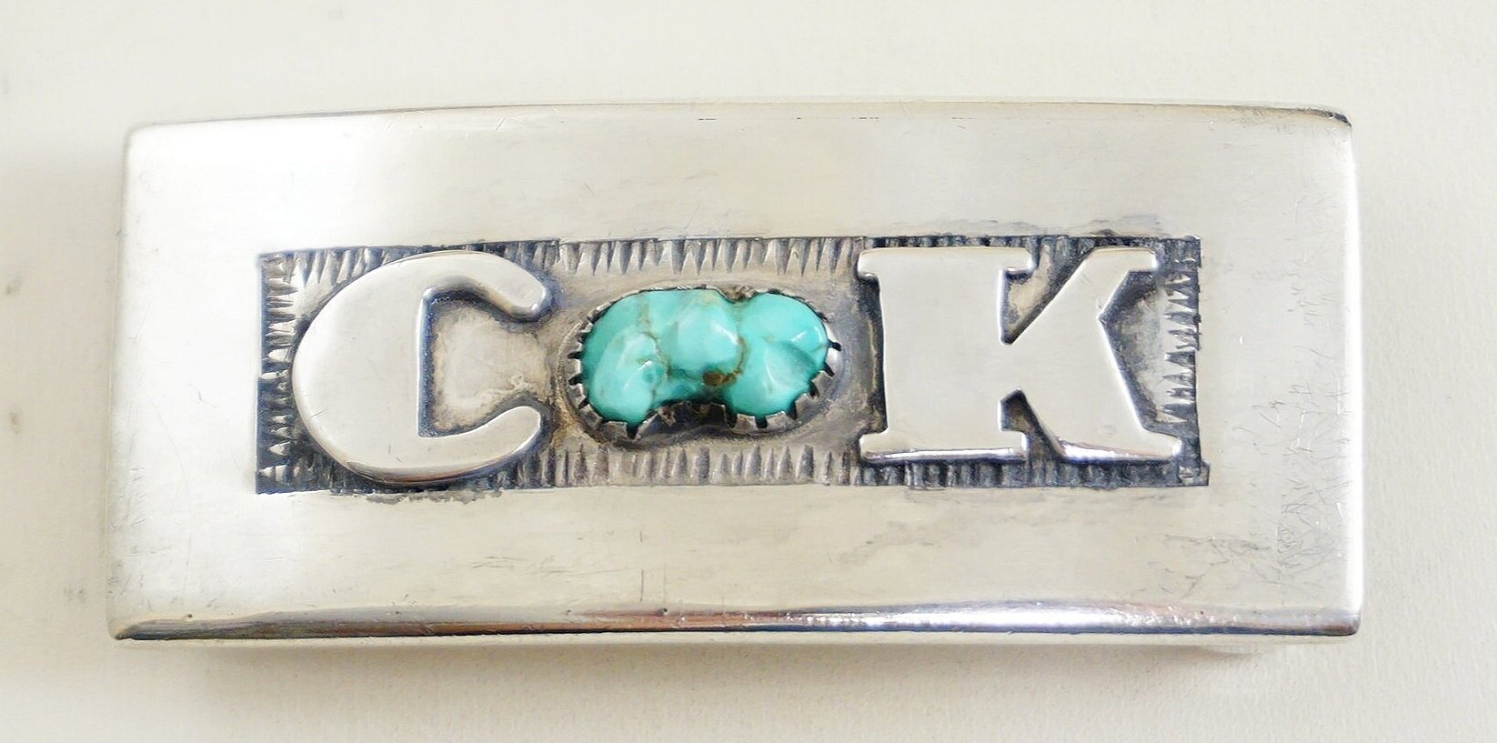 Southwest Turquoise Sterling Silver Gold Buffalo Belt Buckle Plains Indian Style 