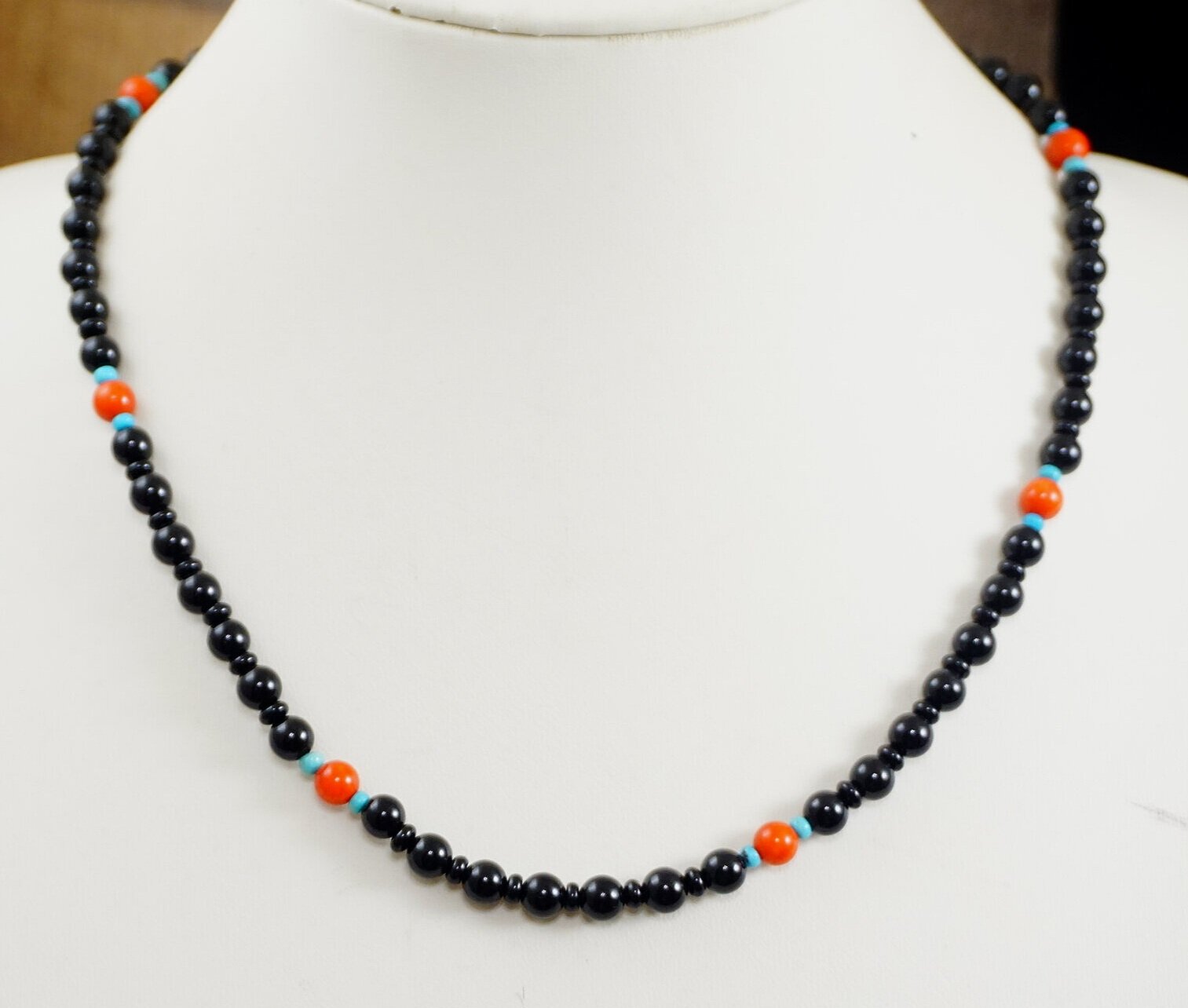 Multi Stone and Sterling Silver Beaded Necklace Navajo Coral