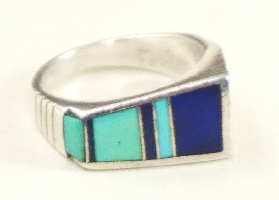Item #957W- Vintage Navajo Turquoise and Lapis Lazuli Inlay Sterling ...