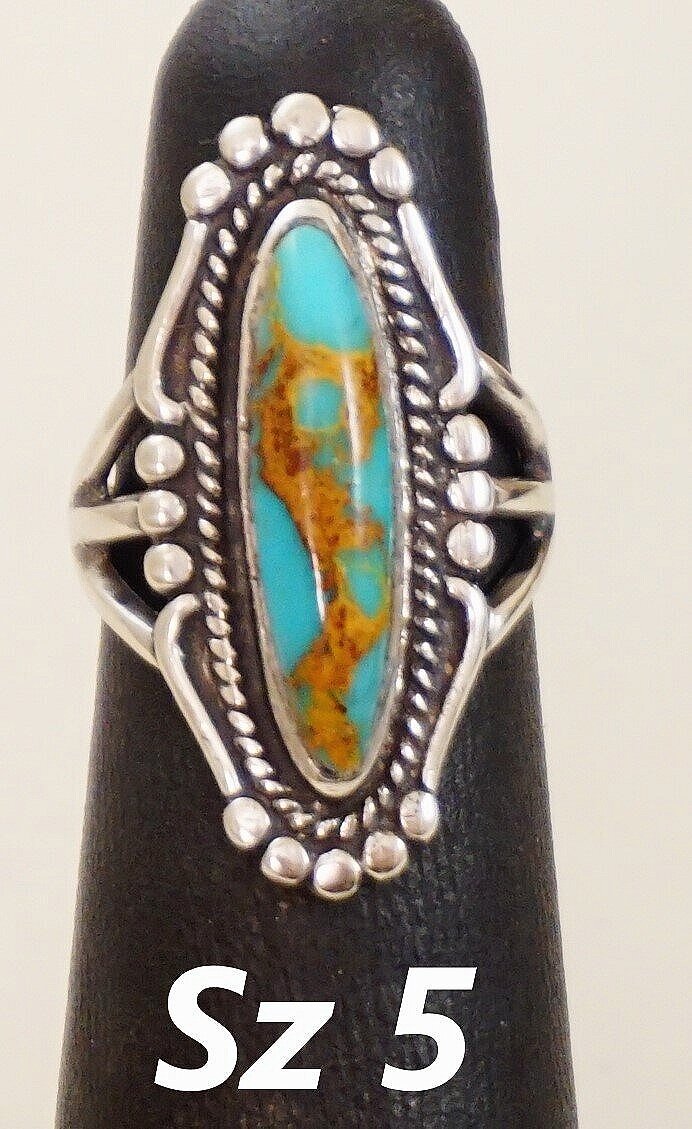 Turquoise & Sterling  Sizes 9.75 to 12.5 American Indian NAVAJO RING 