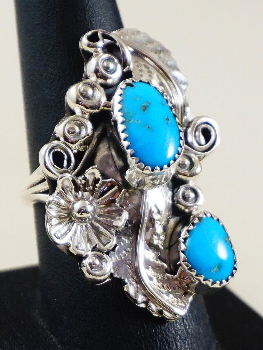 Turquoise Oval Micro Cut Silver Ring | Boutique Ottoman Exclusive