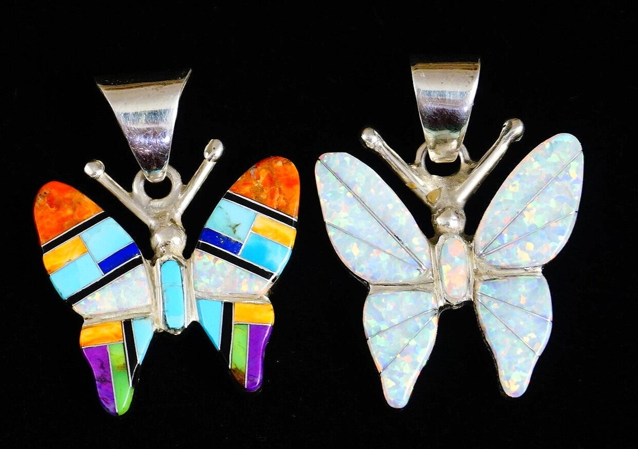 Details about   Sterling Silver Tiny Butterfly pendant with multiple inlay options 