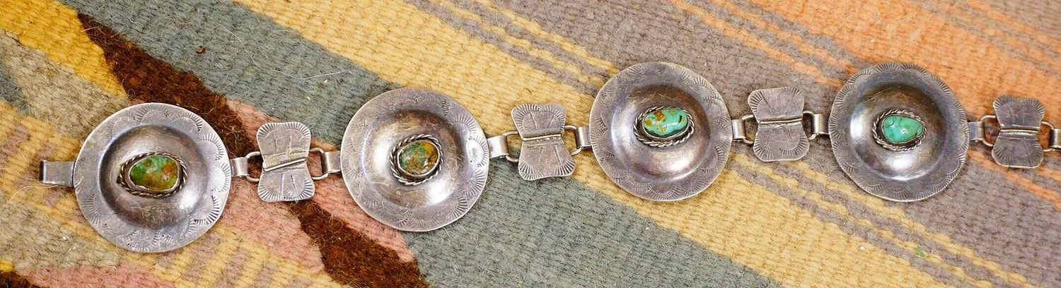 Old Pawn Sand Cast Navajo Sterling Royston Turquoise Belt 36”/ 219.5 grams Item #924M- Vintage 40 main image 3