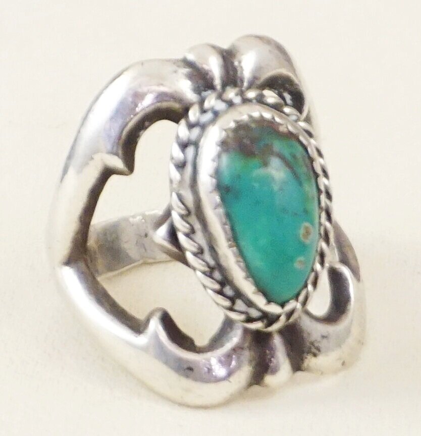 Turquoise Navajo style Sterling Silver vintage ring sz 7 - munimoro.gob.pe