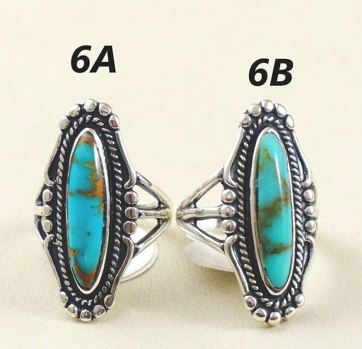 Item #812E- Navajo Oblong Kingman Turquoise Sterling Silver