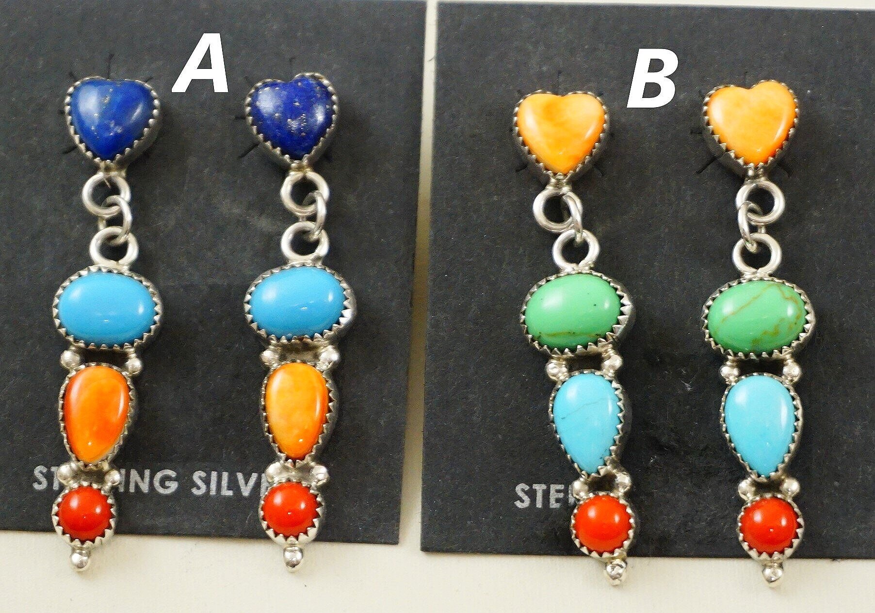 Native American Multi Color Stone Earrings- EAGLE ROCK TRADING 