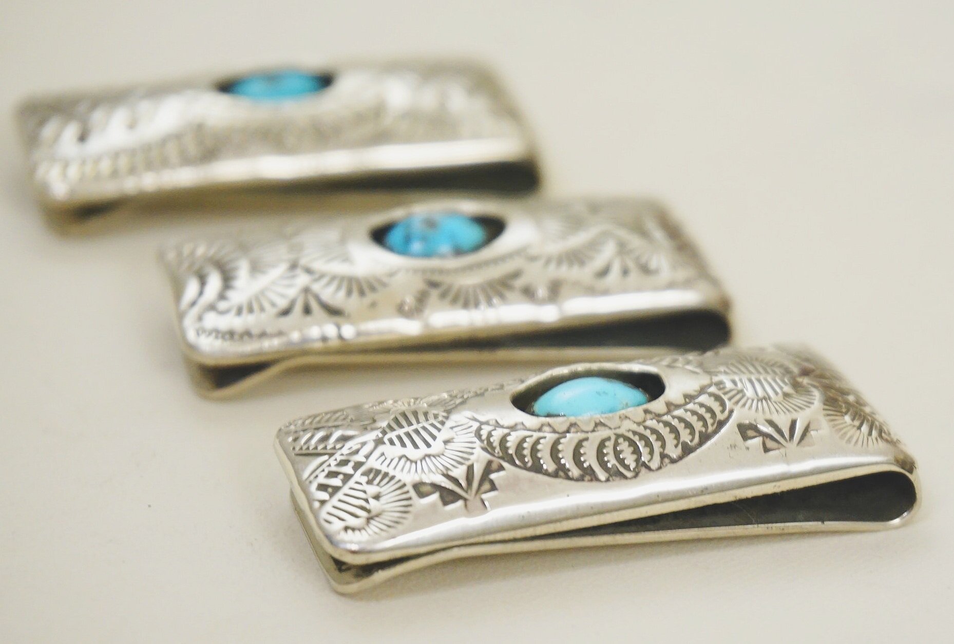 Navajo Indian Jewelry Turquoise Money Clip Sterling Silver Mens 