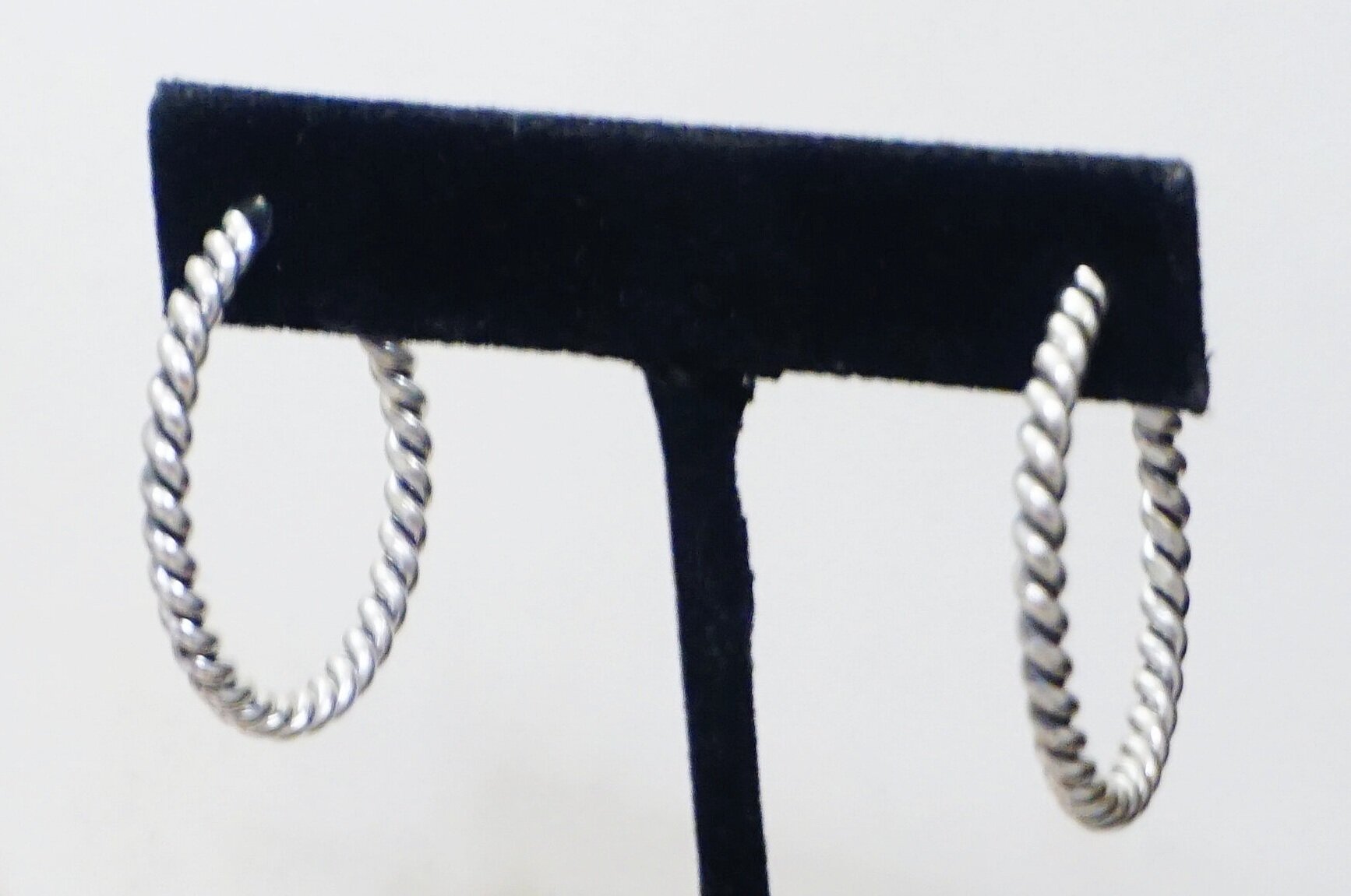 Navajo Indian Copper Sterling Silver Twisted Hoop Earrings by Tahe