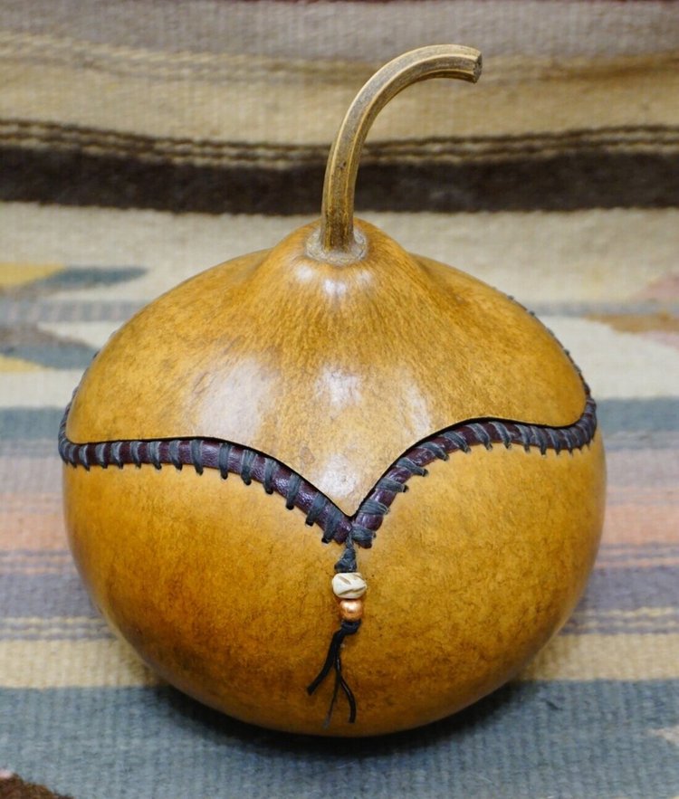 Item #982E- Handmade Native Made Gourd Container/Box by Jay Baker  —Decorative Gourds