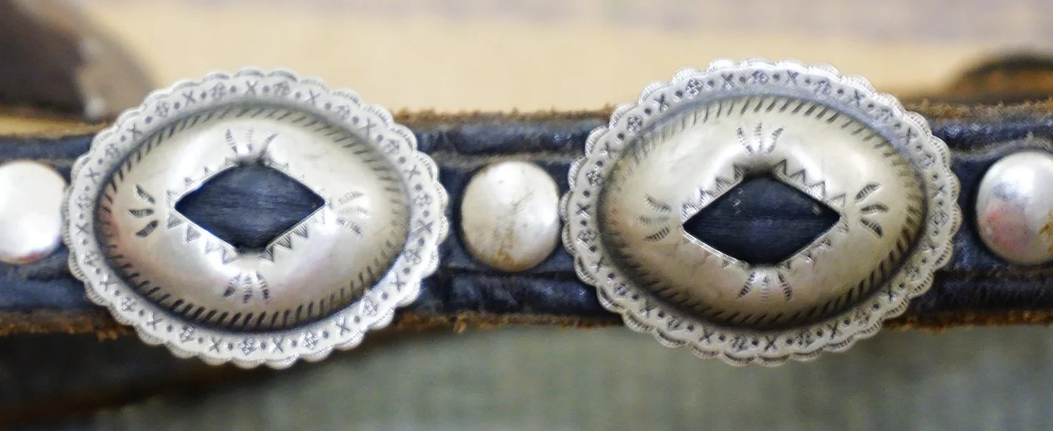 Item #983N-Vintage Southwest Stamped Silver Conchos Ranger  display picture 2