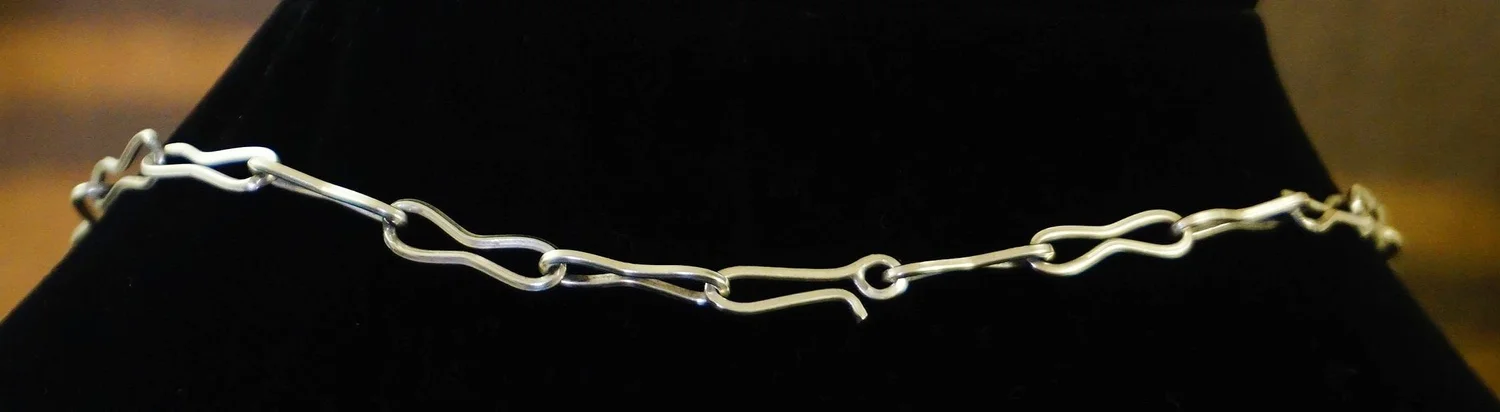 Item #987P- Hopi Bear Tracks Water Symbols Sterling Silver Overlay 