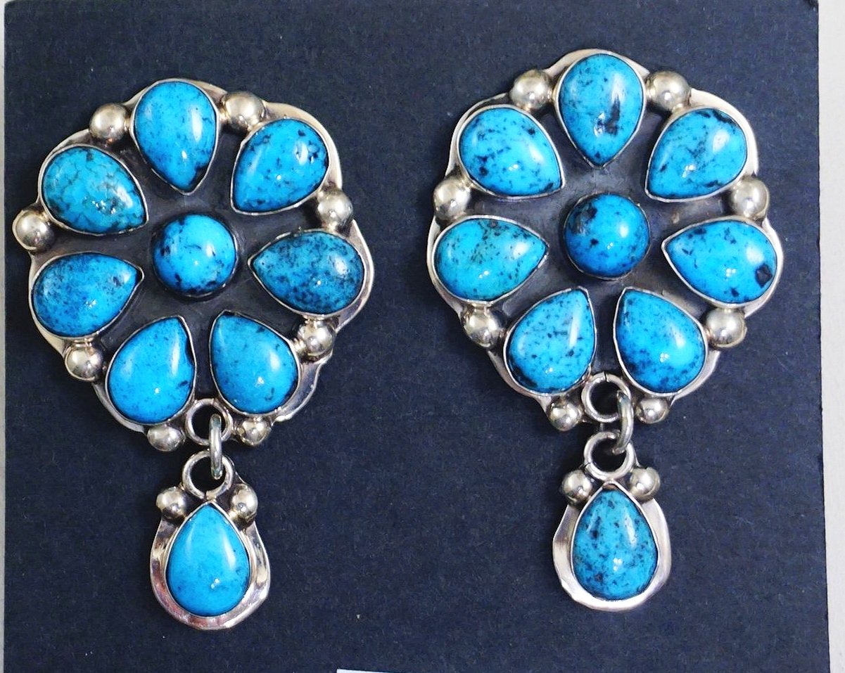 Navajo Pearl and Turquoise Earrings  NY Texas Style Boutique