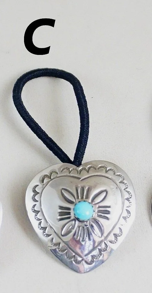 Item #942H-1- Navajo Turquoise Stamped Symbols Sterling  display picture 1