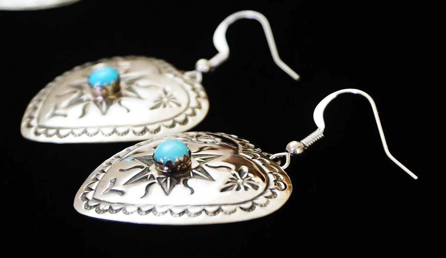 Certified Authentic Navajo Sterling Silver & Natural Turquoise Earrings - Dangle Hook Style, Handcrafted Native American Jewelry