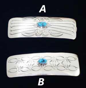 Item #989N1- Navajo Turquoise Stamped Symbols Sterling  display picture 1