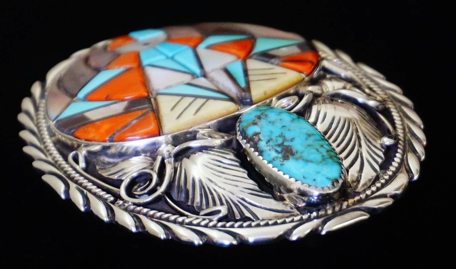 Item #990K- Zuni Multi Stone Geometrical Sunface Decorative  display picture 1