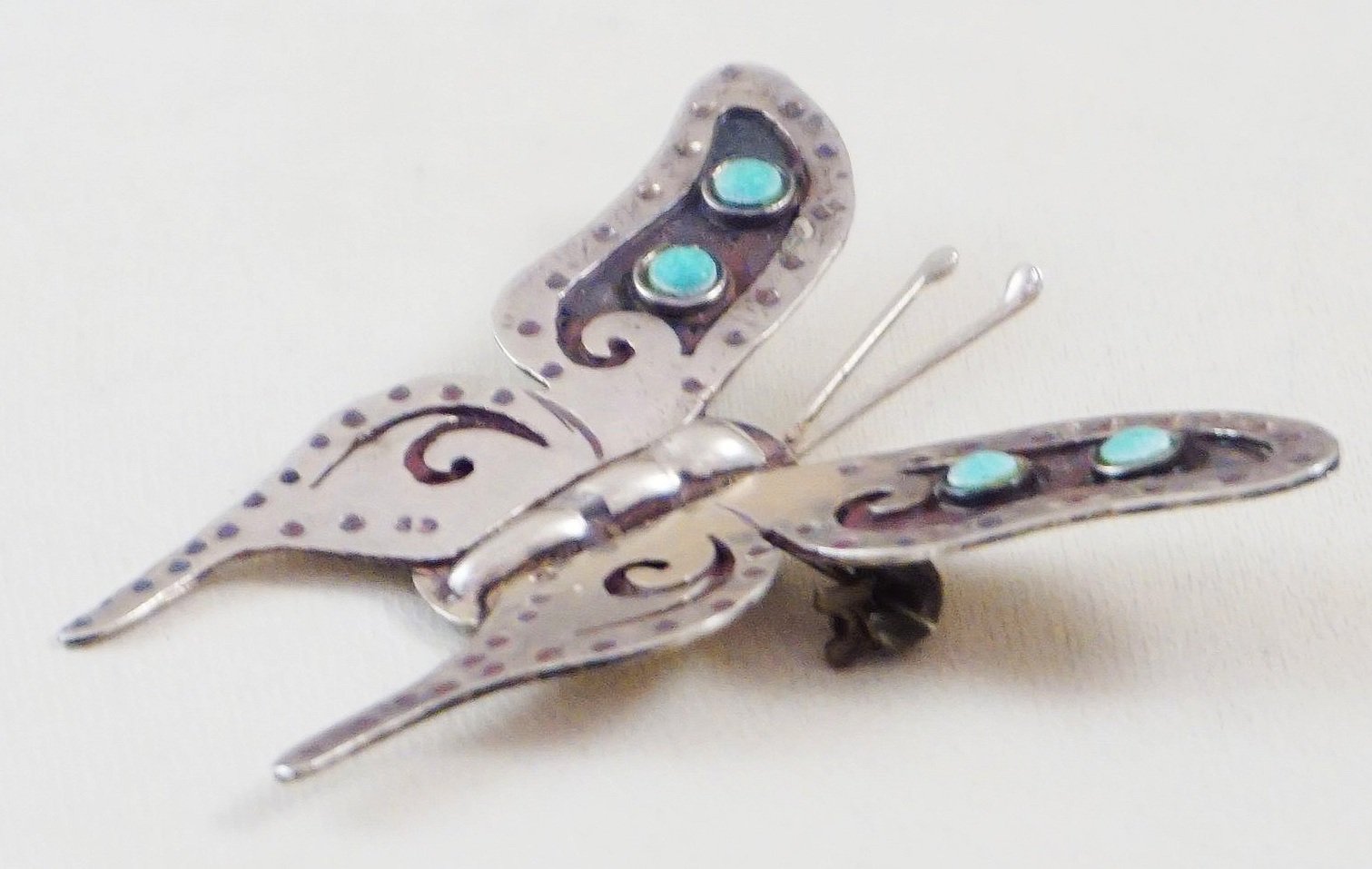 Vintage Sterling Silver Turquoise Inlay Butterfly Taxco Mexico 925 Book Pill Box